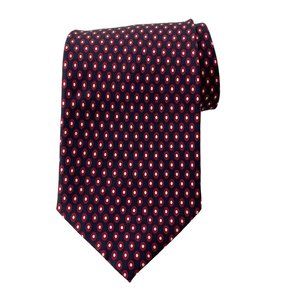 4/$25 Stonehenge Tie Silk Navy Blue‎ W/ Red & White Oval Circle Pattern Necktie